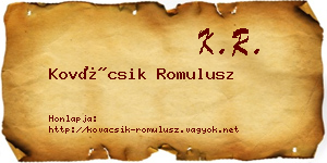 Kovácsik Romulusz névjegykártya